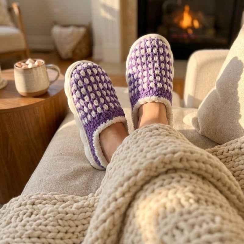 DIY Crochet Slipper Kit for Beginners - Chunky Yarn Cloud Slippers with Rubber Soles & Video