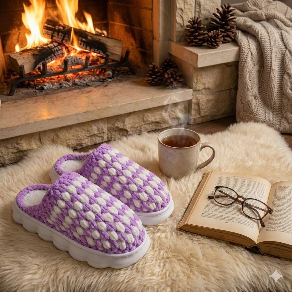 DIY Crochet Slipper Kit for Beginners - Chunky Yarn Cloud Slippers with Rubber Soles & Video